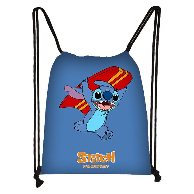 Disney-mochila con cordón de Lilo & Stitch para estudiante, Bolsa Escolar con bolsillo, regalo de Navidad20 Fivean unisex