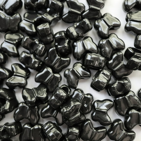 Butterfly Beads Black Opaque Large Hole Pony Beads Made in USA