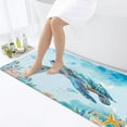 thumbnail image 4 of Sea Turtle Bathroom Rug, Nautical Turtle Non Slip Bath Mat with Underwater Seashell Bathroom Accessories Shower Mat Marine Animals Blue Ocean Kitchen Rug Non Slip Mat Soft for Toilet Tub RV(17"X48"), 4 of 5
