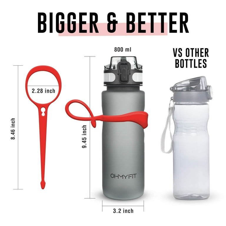OHMY FIT Tritan Sports Water Bottle 30 oz Magnetic Strap Fast