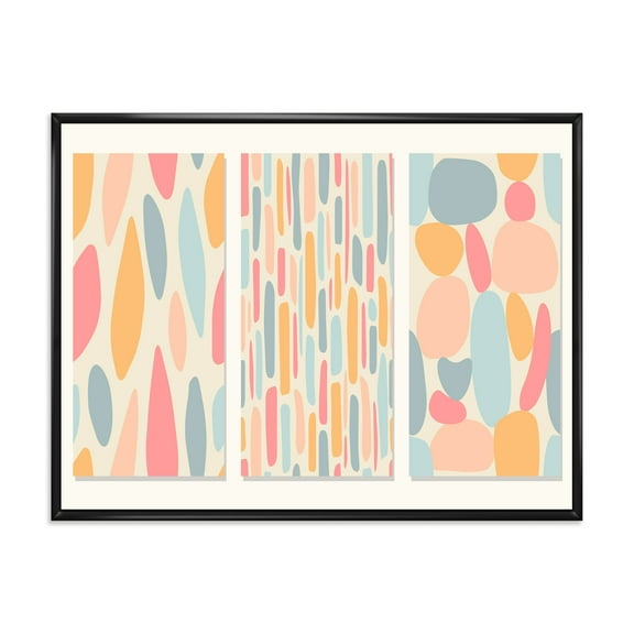 Designart 'Patchwork of Pastel Organic Shapes' Modern Framed Canvas Wall Art Print