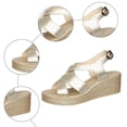 thumbnail image 5 of Dakaela Women's Wedge Sandals 2026 Comfortable Slingback Open Toe Platform Casual Dressy Cork Summer Dress Shoes with Arch Support Gold 6.5, 5 of 8