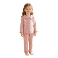 thumbnail image 4 of OJSFQUFP Girls Comfortable and Breathable Homewear Set Solid Color Long Sleeved Top Shorts Two Piece Set, 4 of 6