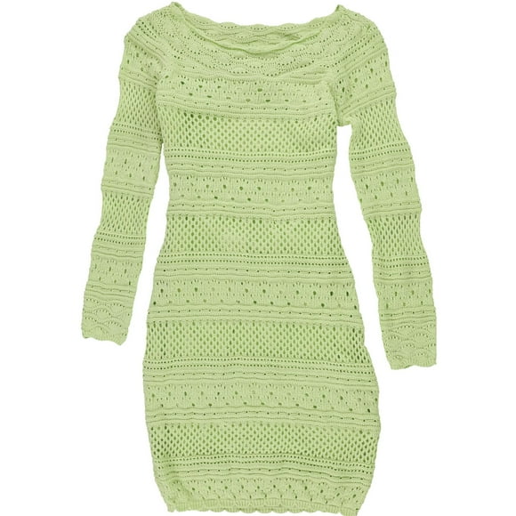 GUESS Womens Amelie Crochet Bodycon Dress, Green, Medium