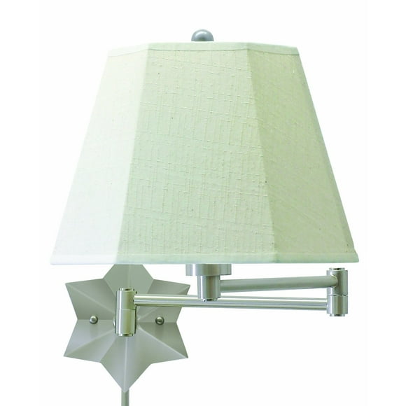 House of Troy WS751-AS Lampe Murale Étoile à Bras Oscillant 15 Pouces Argent Antique avec Abat-Jour en Lin Blanc