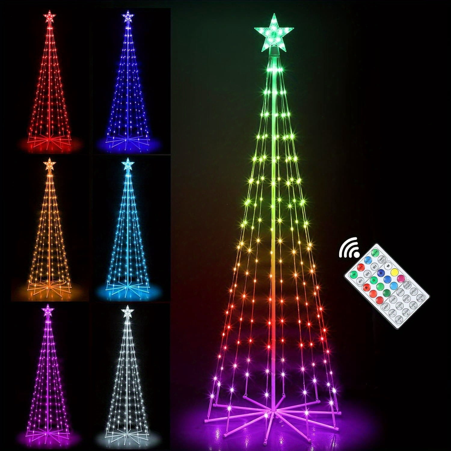 6FT Remote Control 16 Color Plug In Cone Tree Light Ideal for Holiday Decorations Indoor and Outdoor Use Energy Efficient LED Lighting Perfect for Christmas Parties and Events