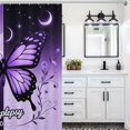thumbnail image 4 of Dreamy Purple Butterfly Pattern Shower Curtain Modern Home Bathroom Bathtub Decor Waterproof Fabric with Hooks, 4 of 6