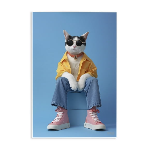 Stupell Industries Urban Fashion Cat Animals & Insects Painting Unframed Art Print Wall Art, 10 x 15