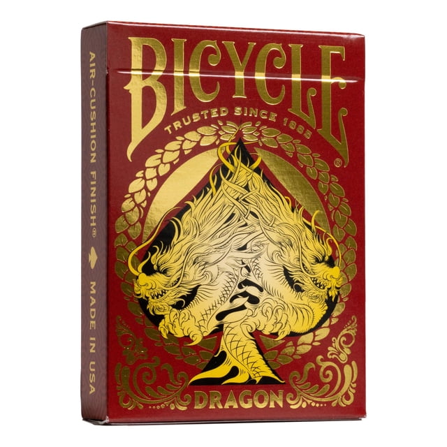 Juego de cartas para bicicleta, dragón rojo, lámina dorada, premium, 1 baraja