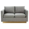 thumbnail image 7 of LeisureMod Loveseat Upholstered in Velvet with Brushed Gold Stainless Steel Base and Removable Cushions for Modern Home, Living Room, Offices Nervo Collection in Light Grey, 7 of 7