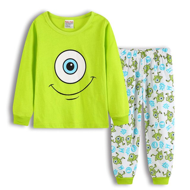 Conjuntos de pijamas Monster University de manga larga para niños y niñas, ropa de dormir con estampado de dibujos animados, pijama familiar, ropa para niños, ropa de dormir Pyjamas7T (130CM) Gao Jinjia LED