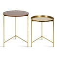 thumbnail image 3 of Kate and Laurel Ulani Modern Nesting Side Table, Set of 2, Walnut Brown Wood and Gold Metal, Glamorous End Tables for Storage and Display, 3 of 8