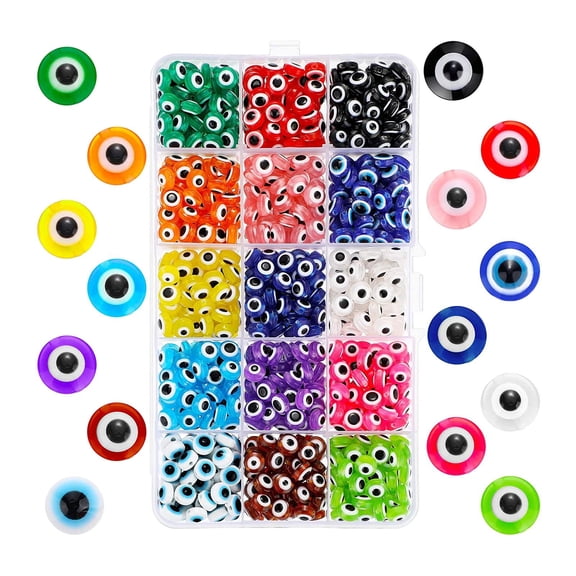 450 Pieces Evil Eye Beads Resin Beads Charms Round Spacer Beads for