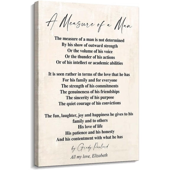 A Measure of A Man Poem Wall Art poster,  Deco Ornaments Wall Room Decorations for Home Modern Canvas  Poster for Bedroom poster