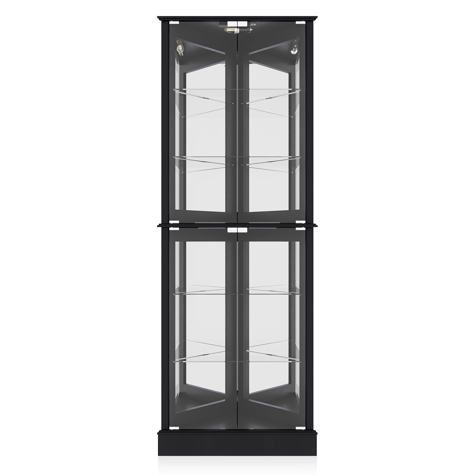 BELLEZE Lighted Corner Display Cupboard with Storage, 6