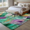 thumbnail image 4 of Purple Green Leaves Area Rugs 6'x9', Washable Small Throw Rugs for Kitchen Dining room, Modern Abstract Art Botanical Indoor Outdoor Rug Non-Slip Low Pile Carpet Runner Reversible Floor Mats, 4 of 8