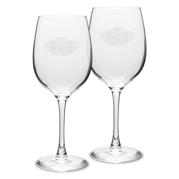 Claddagh Ring Logo 16 oz Classic White Wine Glass - Set of 2