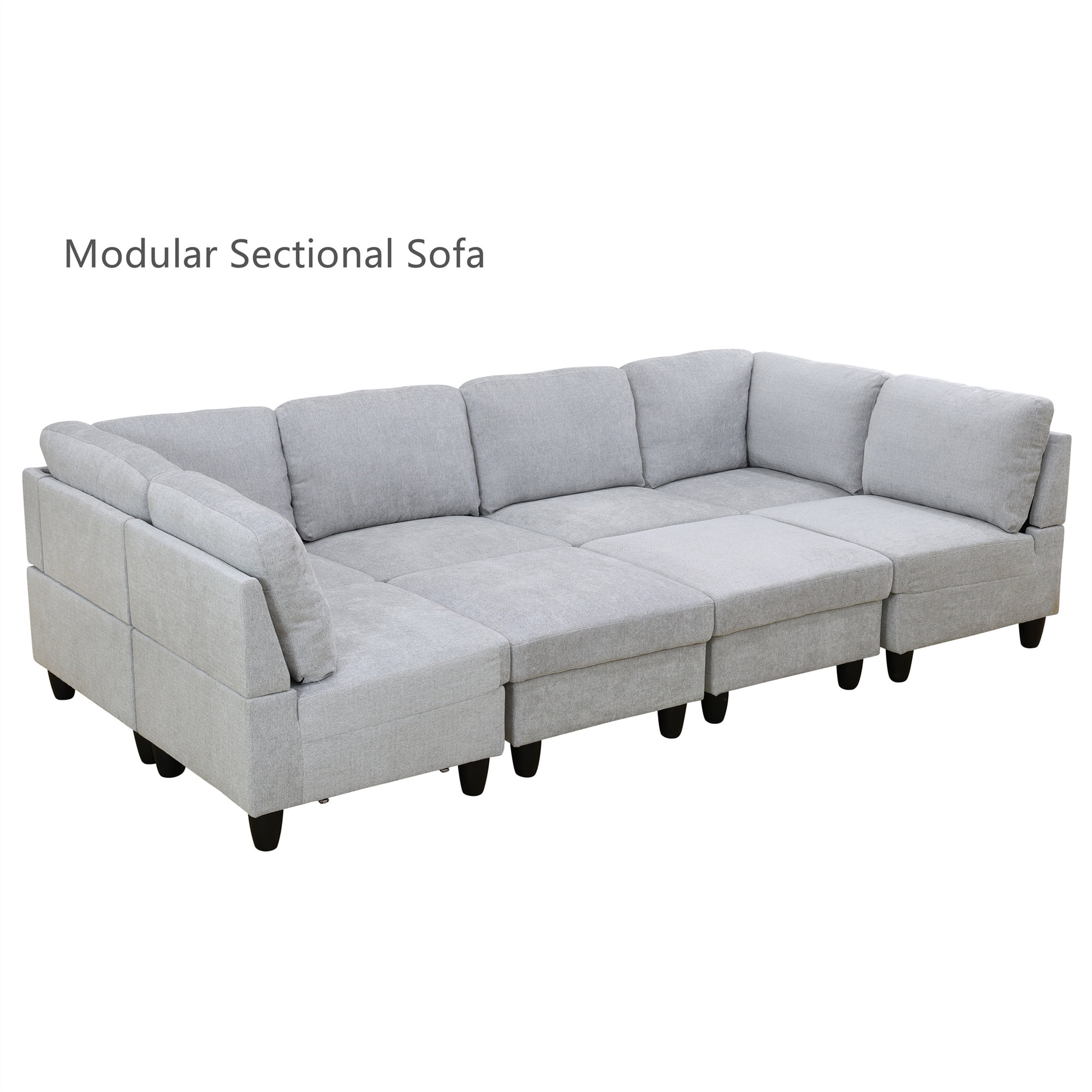 Aukfa Modular Sectional Couch Set - Corner sofa - Flannel - Gray