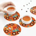 thumbnail image 4 of Leather Coasters with Heat-resistant for Drinks, Monster Truck,Truck Cartoon -标题2 Round Shape, 4 of 5