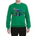 thumbnail image 2 of Trippy California Rainbow Neon Wolf Mountain Silhouette | Mens Animal Lover Crewneck Graphic Sweatshirt, Kelly, 3XL, 2 of 4