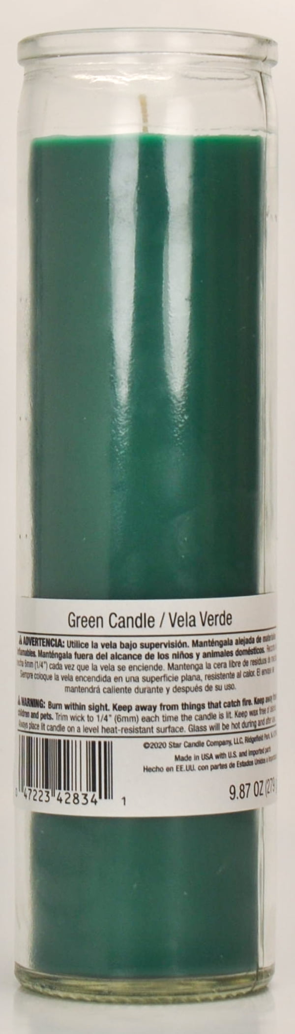(2 pack) Prayer Candle Clear Glass Green Wax, 8 Inch