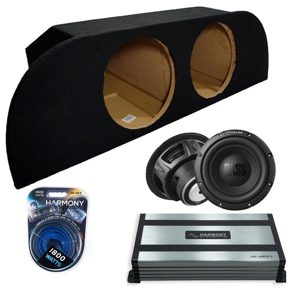 Harmony Audio Alpine fits 03-08 Nissan 350Z W10S4 Dual 10" Subwoofer 500W Sealed Sub Box | HA-A800.1 Amplifier, 4GA Amp Kit