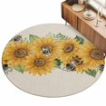 thumbnail image 2 of Round Area Rugs 4Ft, Sunflower Non-Slip Washable Circle Rugs Carpet, Green Botanical Yellow Floral Summer Rustic Indoor Outdoor Rug Floor Mats Throw Runner for Bedroom Living Room Bathroom, 2 of 8