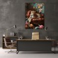 thumbnail image 5 of Mudket Framed Leopard on Floral Chair Canvas Wall Art, Vintage Jungle Animal Print Wall Decor, Ready to Hang for Living Room - 12"L x 8"W, 5 of 10