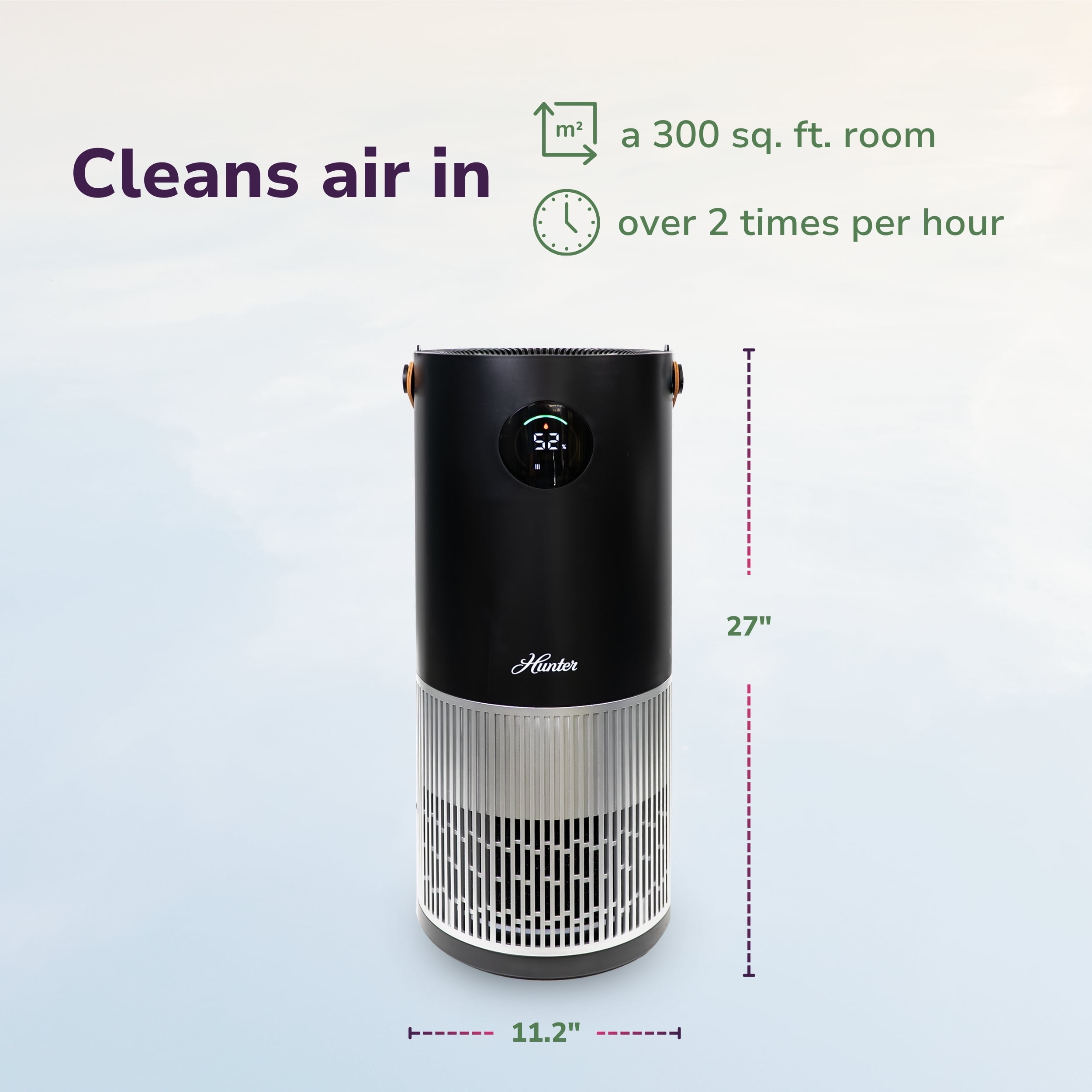 Hunter HPH625 Humidifier and Air Purifier In One, Black/Silver
