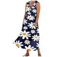 thumbnail image 1 of CHOK Robes d'Été Décontractées Femmes Coton Lin à Fleurs Robe Maxi Femme Sans Manches Débardeur Longue Fluide Robe Bohème Robes d'Été Fluides pour Adolescentes avec Poches Gris Foncé 3TG, 1 of 9