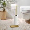 thumbnail image 3 of Gatco 1443B Square Standing Toilet Paper Holder with Storage Holder, Brushed Brass, 3 of 5