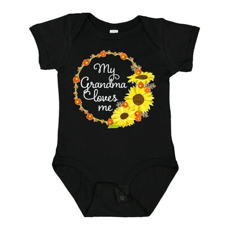 

Inktastic My Grandma Loves Me with Sunflower Wreath Gift Baby Boy or Baby Girl Bodysuit