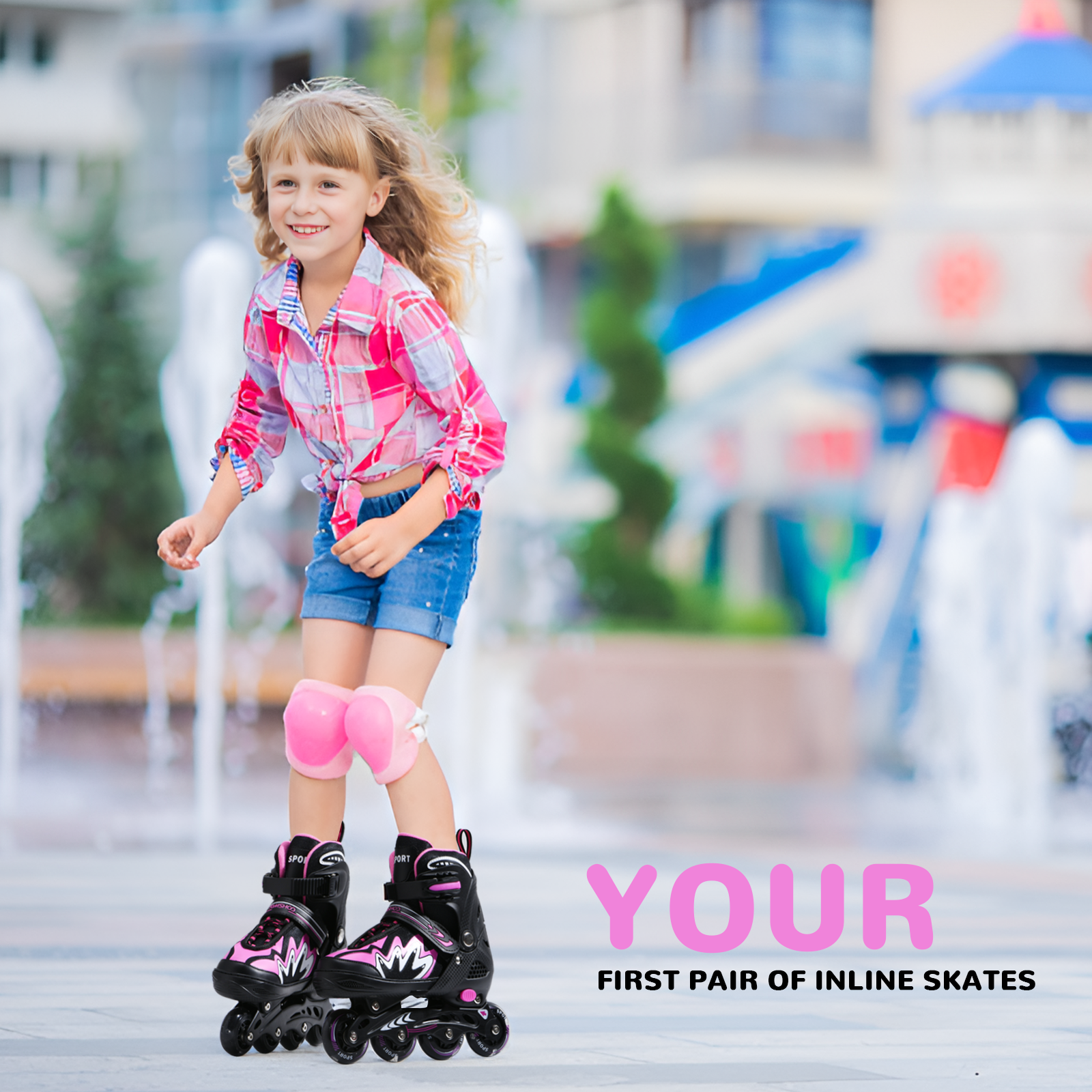 Roller Blades for Boys Girls 4 Sizes Adjustable Inline Skates with Light-Up Wheels for Outdoor Blades Roller Skates M