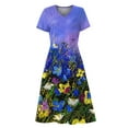 thumbnail image 3 of Gvmfive Women Summer Boho Floral Dress Short Sleeve Casual Midi Sundress, 3 of 4