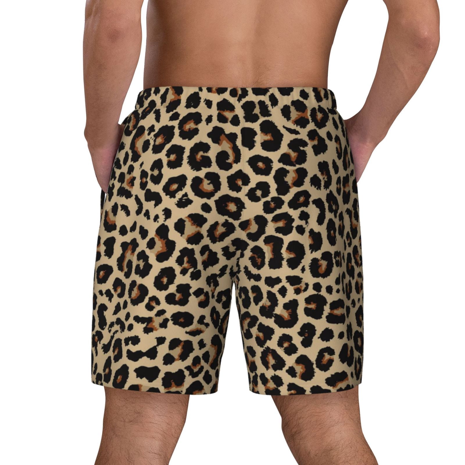 Xecao Leopard Print-1 for Men's Swimming Trunks Swim Trunks Quick Dry Swim Shorts with Mesh Lining Funny Swimwear Bathing Suits