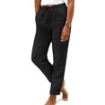thumbnail image 2 of Clossjun Cotton Linen Pants for Women Loose Fit Daily Wear Summer Fall Sweatpants Casual Soft Lightweight Trousers 2XL, 2 of 5