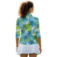 thumbnail image 3 of HUIACONG Palm Tree Tropical Womens 3/4 Sleeve Golf Shirts Quarter Zip Polyester Spandex Fabric with Washable Women's 3/4 Sleeve Athletic Golf Shirts for Ladies, 3 of 10