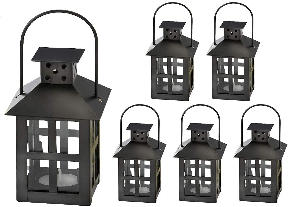 Kate Aspen Mini Decorative Lanterns Set of 6 Vintage Metal Lantern Candle Holders for