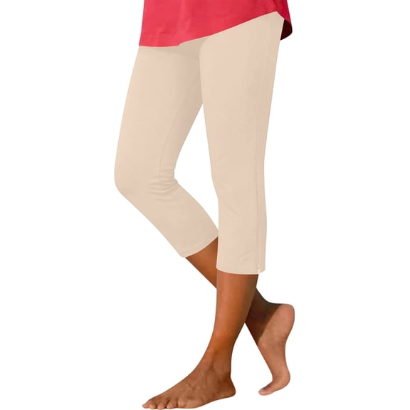 Perfectbot Women's Elastic Waist Capri Pants, Slim Fit, Zipper Hem, Summer Casual Crop Leggings