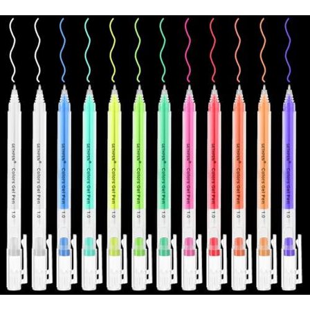 White Gel Pens 11-Colors Gel Pen Set for Black Paper Art, 1.0mm Extra Fine Tip Opaque Archival Ink Pens - 12 Pack Artists Gel Pens for Drawing, Sketching, Bullet Journaling, Card Making