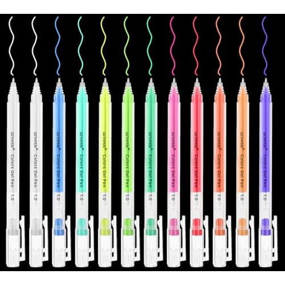 White Gel Pens 11-Colors Gel Pen Set for Black Paper Art, 1.0mm Extra Fine Tip Opaque Archival Ink Pens - 12 Pack Artists Gel Pens for Drawing, Sketching, Bullet Journaling, Card Making