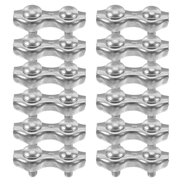 Miangastore Steel Cable Connectors Rope Clamp 304 Stainless Steel Marine Double Head Design 12Pcs