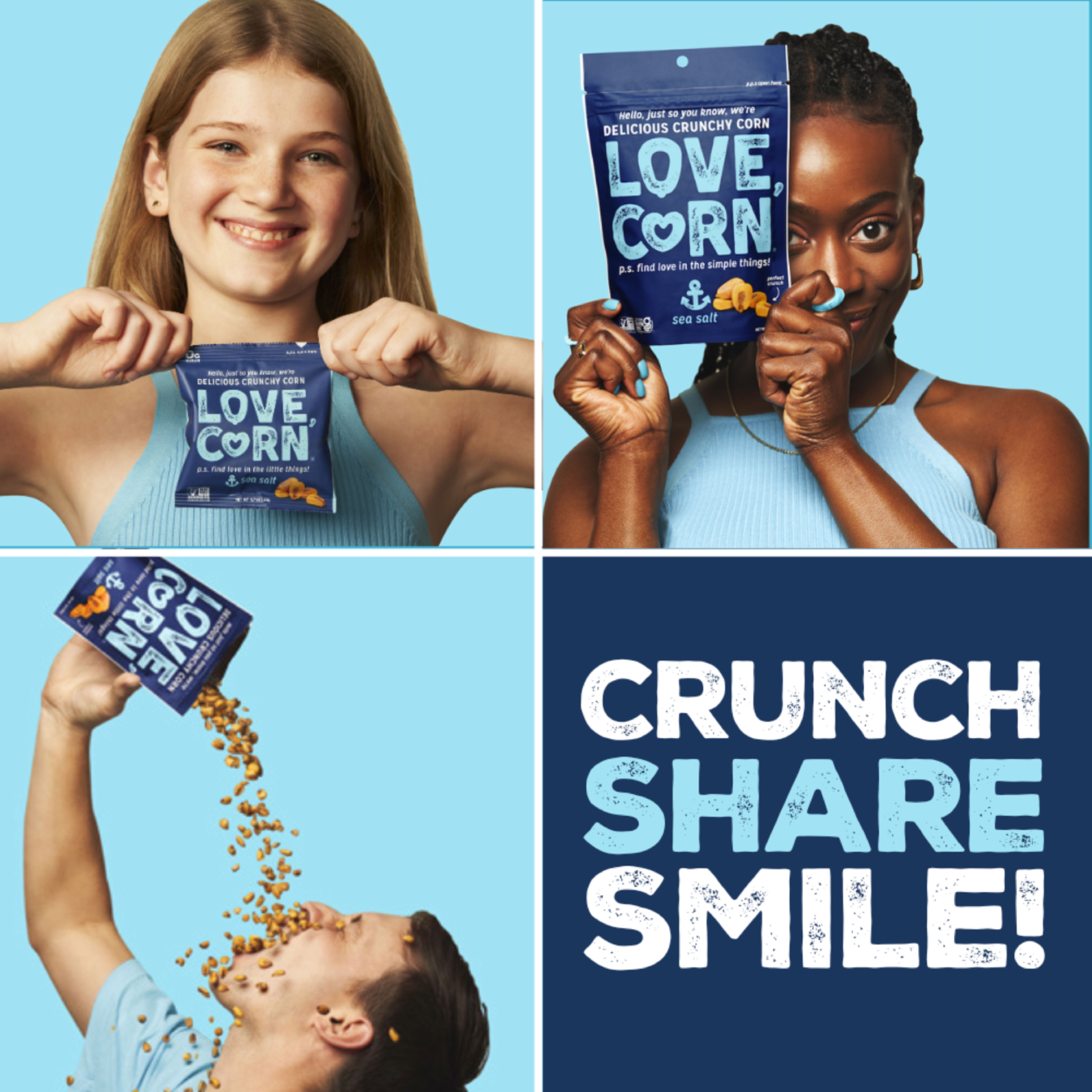 (2 pack) LOVE CORN: Sea Salt 4oz | Roasted Crunchy Corn - Gluten-Free - Plant based & Vegan - Healthy Snack - Low Calorie - Non GMO