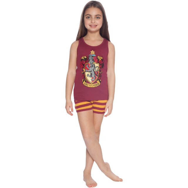 HARRY POTTER House Crest Cotton Tank Short Pajama 2pc Set (16, Gryffindor)