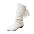 thumbnail image 2 of Women's Shoes Popularity Fashion Solid Color British Style Flat Bow Lacing High Boots, 2 of 9