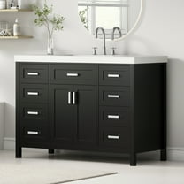 YIYADO Bathroom Vanity with Sink, Modern Bathroom Storage Cabinet, 2 Doors and 8 Drawers, Soft Closing System, Black