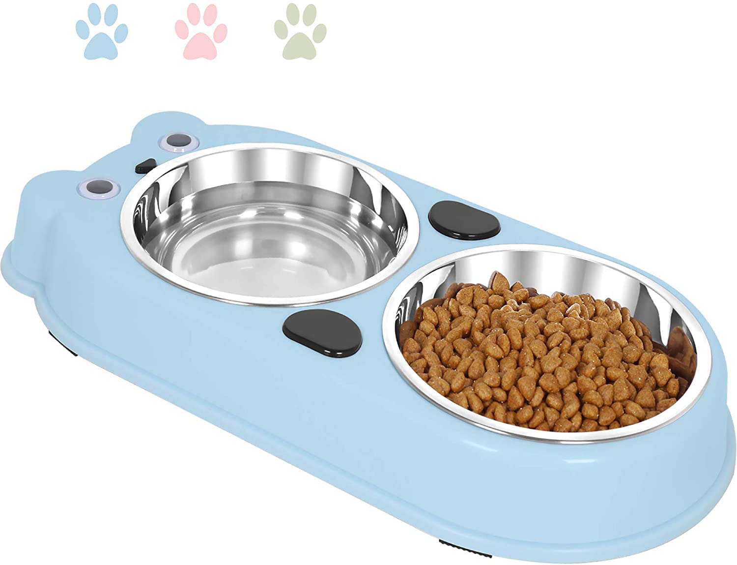 2 ELEVATED FOOD and WATER BOWLS w STORAGE CABINET Dog Puppy Cat Kitten Kitty Pet 