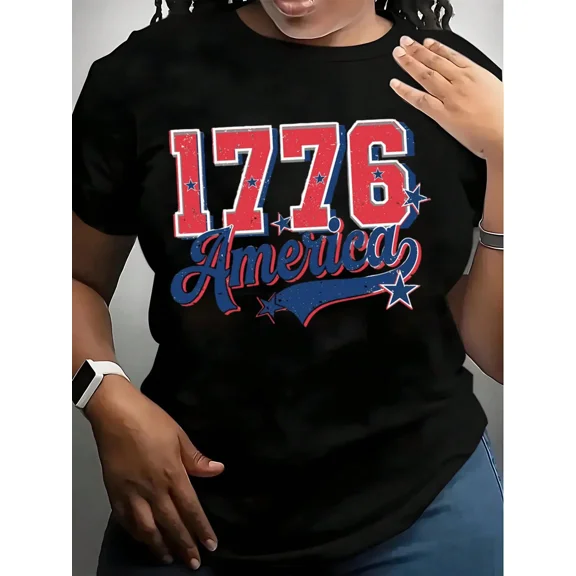 Patriotic 1776 America Graphic T-Shirt Unisex Fourth of July Independence Day Short Sleeve Tee