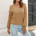 thumbnail image 3 of Womens Fall Fashion 2022! QLEICOM Sweaters for Women, Women‘s Three-dimensional Feather Sweater V-Neck Solid Knitted Casual Fashion Lantern Long Sleeve Tops Blouse On Clearance, 3 of 6