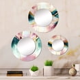 thumbnail image 1 of Designart "Geometric Pink and Green Geode I" Animals Round Mirror Set Of 3 - Modern Pink Hallway Round Mirror Wall Decor Set, 1 of 5
